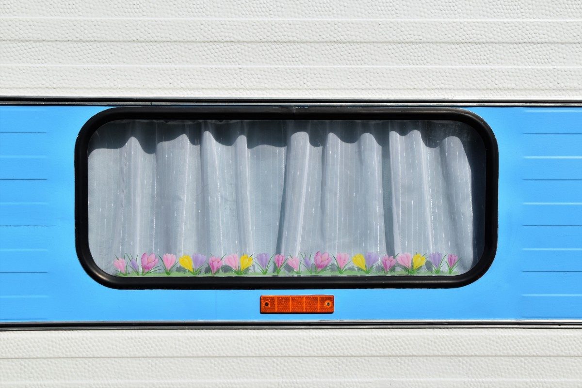 Flowers on an RV Window