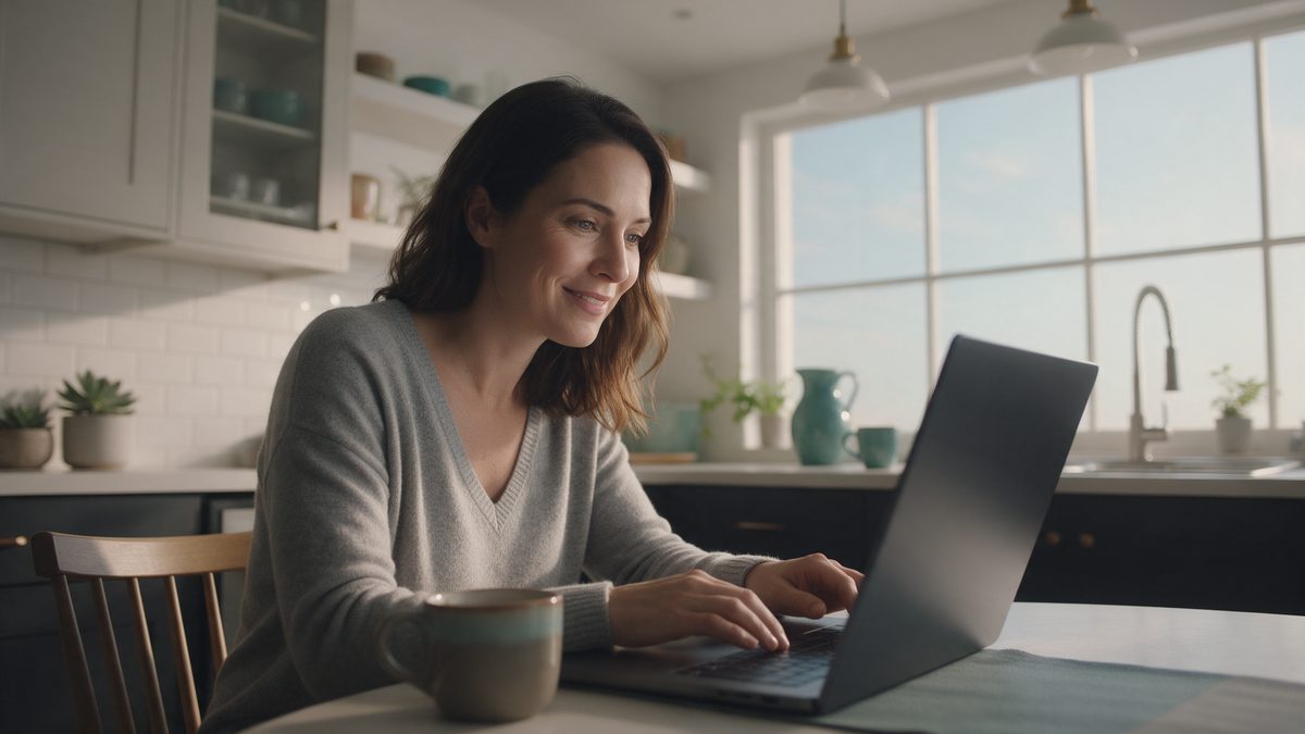 A person reading their STD test results privately on a laptop at home